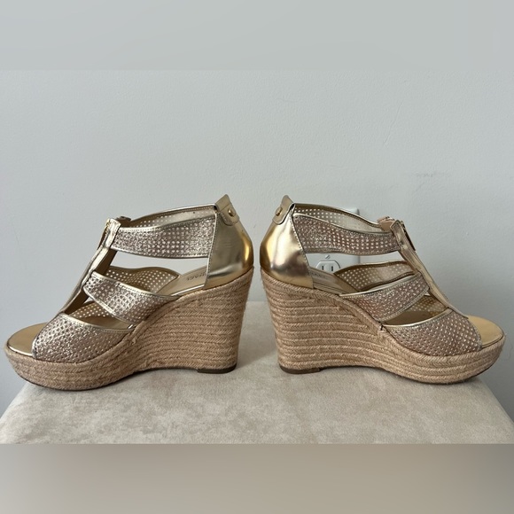 Michael KORS Espadrille Sparkly Gold Wedges - Size 8! - Picture 4 of 7
